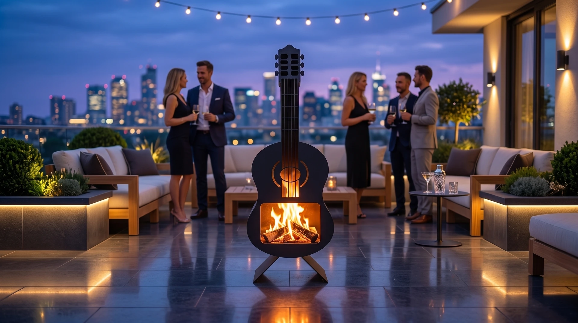 Black Guitar Fire Pit